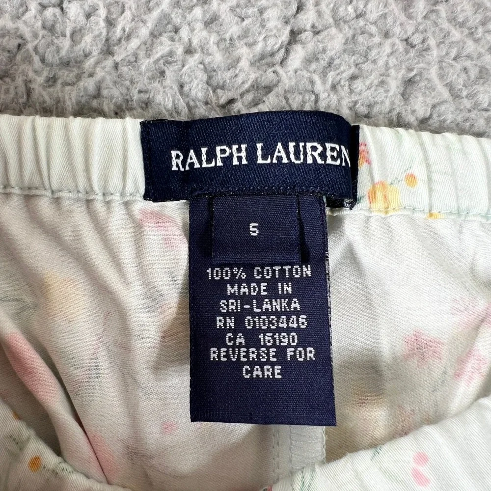Ralph Lauren Pajama Set Girls Size 5‎ Mint Green Floral Avignon Sleeveless Pants